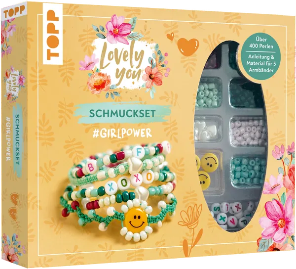 Cover von Lovely You Schmuckset #GirlPower. Anleitung und Material für 5 Armbänder. Über 400 Perlen