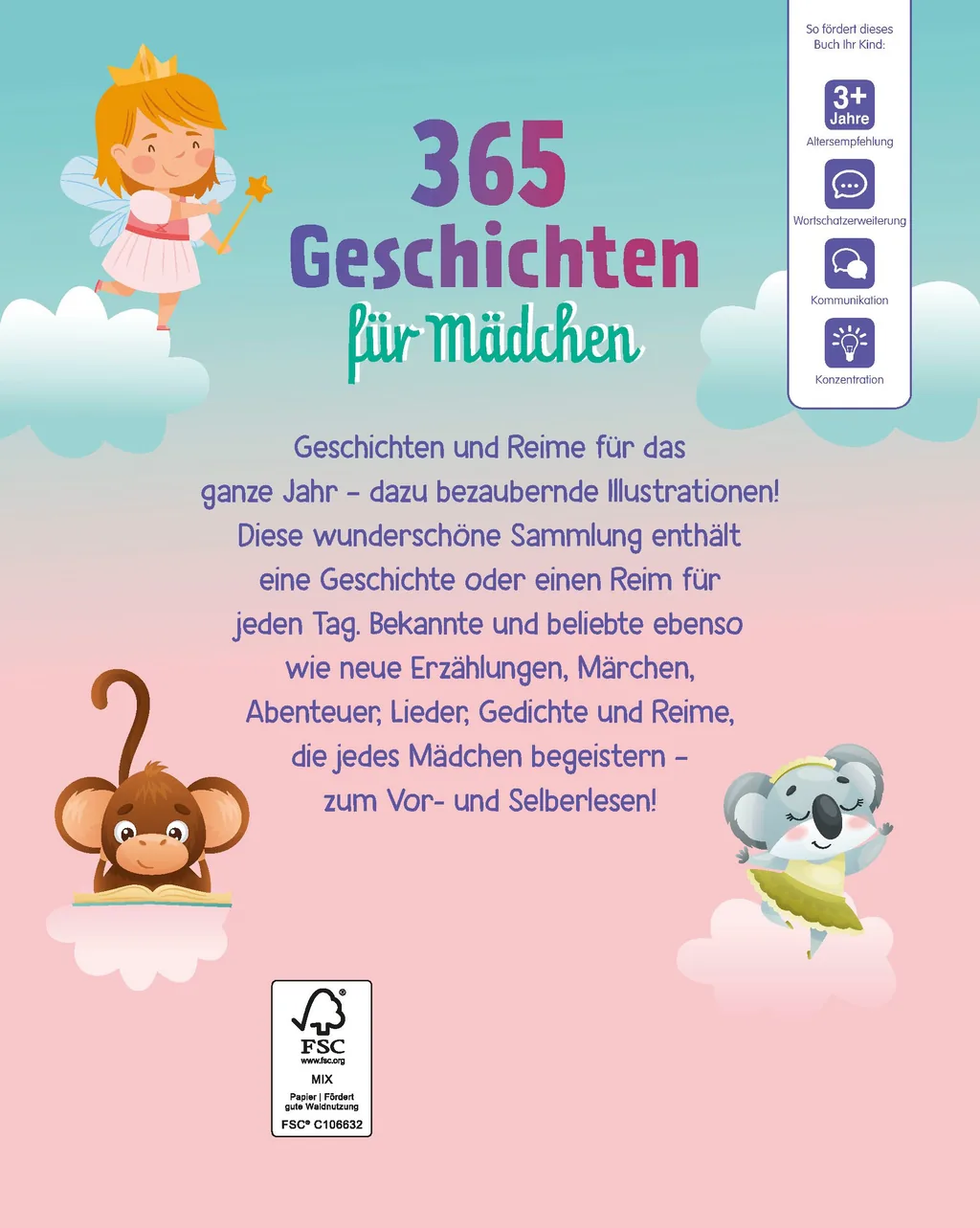 Rückseitenabbildung 1 von 365 Geschichten für Mädchen | Vorlesebuch für Kinder ab 3 Jahren