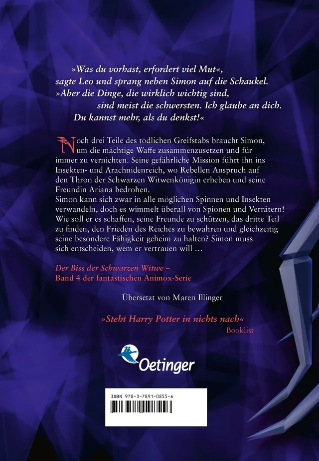 Rückseitenabbildung 1 von Animox 4. Der Biss der Schwarzen Witwe