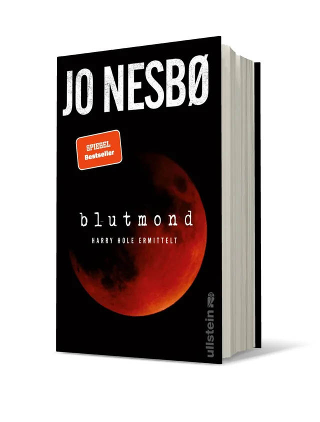 Cover von „Blutmond“ von Jo Nesbø: Ein roter Mond vor einem schwarzen Hintergrund dominiert das Cover, der Titel steht in weißen, klaren Buchstaben darunter.