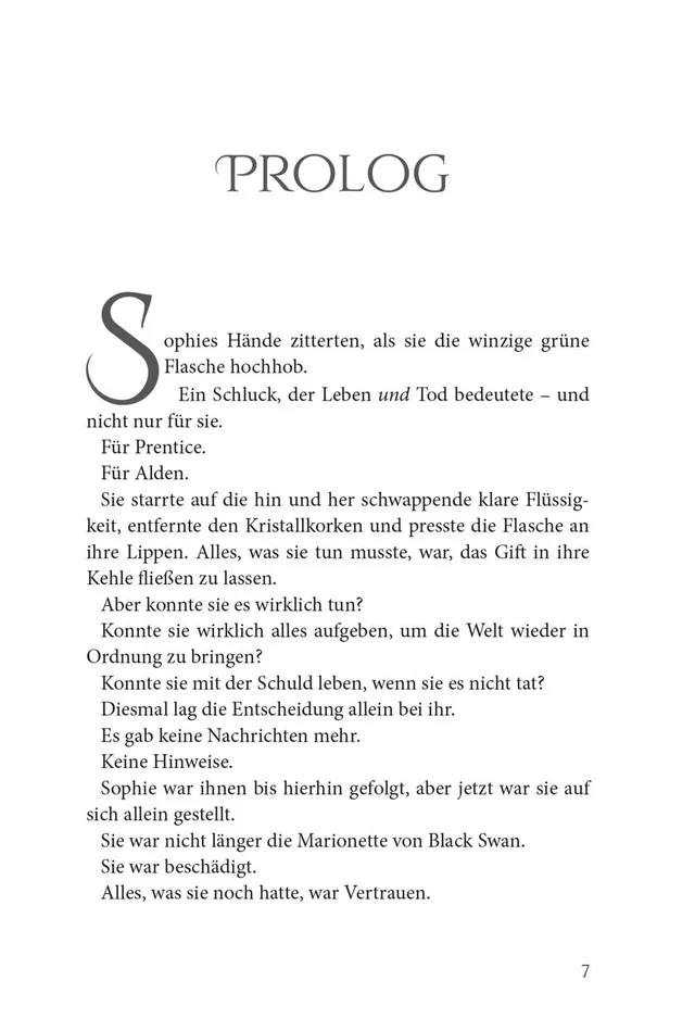 Gezeigt wird eine Innen- oder Zusatzansicht von „Keeper of the Lost Cities – Das Exil“. Der Text ist in einer gut lesbaren Serifenschrift gesetzt und in Schwarz gehalten. Die Seiten sind hell, was eine angenehme Lesbarkeit fördert.