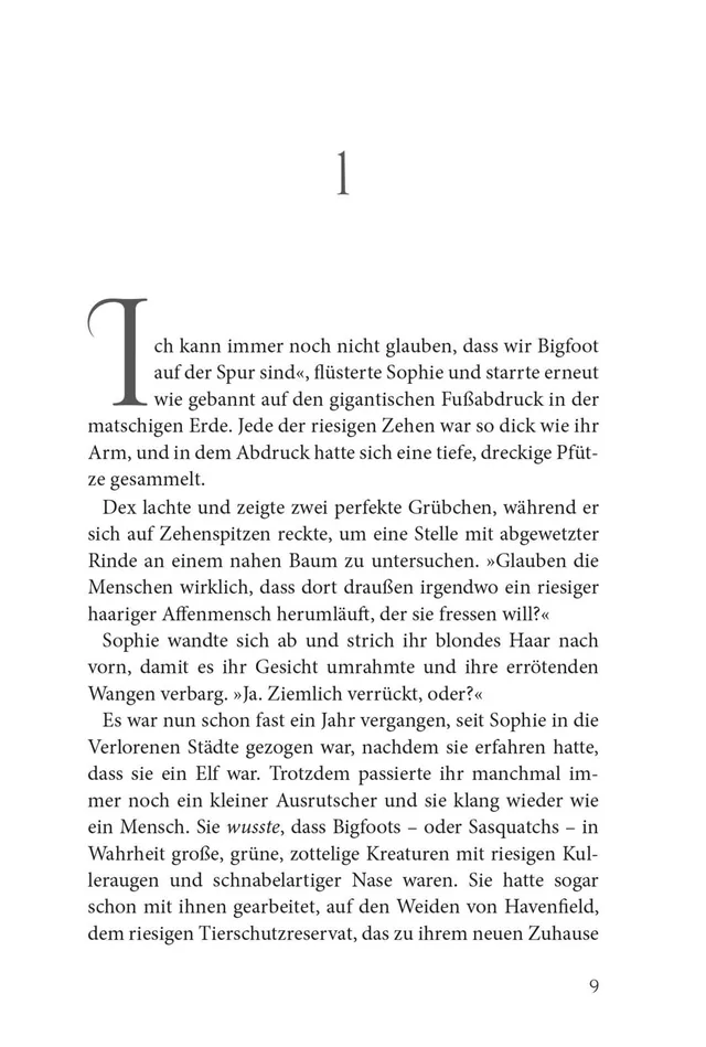Gezeigt wird eine Innen- oder Zusatzansicht von „Keeper of the Lost Cities – Das Exil“. Der Text ist in einer gut lesbaren Serifenschrift gesetzt und in Schwarz gehalten. Die Seiten sind hell, was eine angenehme Lesbarkeit fördert.