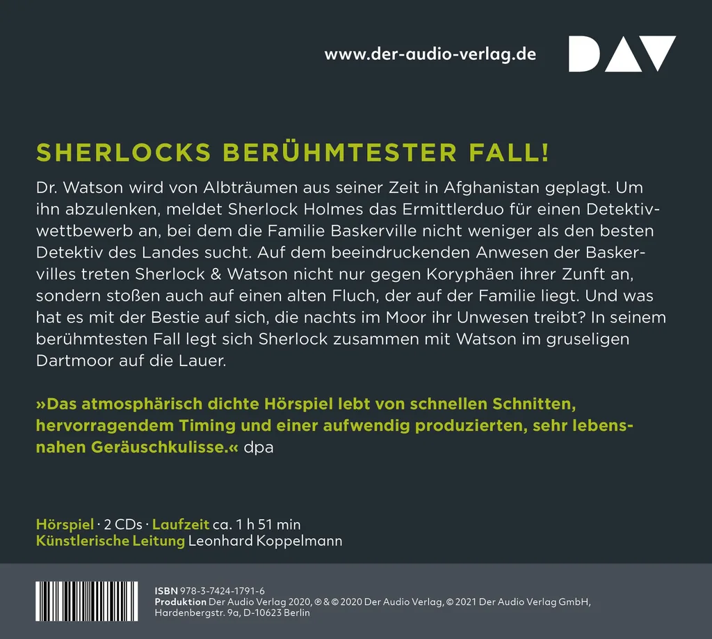 Rückseitenabbildung 1 von Sherlock & Watson – Neues aus der Baker Street: Die Bestie von Grimpen oder Der Hund der Baskervilles (Fall 8)