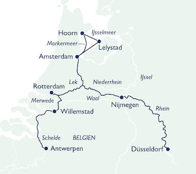 Reisekarte Holland und Flandern im Duett